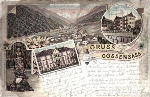 1898 Gossensass with Hotel Gröbner and Leopold litho (EK)