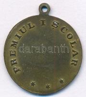 Románia ~1930. "Iskolai díj / II. Károly" sárgaréz emlékérem füllel (23mm) T:XF,VF
Romani...