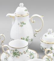 Hollóházi Erika mintás téte á téte mokkás készlet, 4 személyes, matricás, dombormintás, minimális ko...