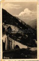 Oravica-Anina, Oravita-Anina; Aninai vasúti hegyipálya, Zsittin-völgyi vasúti híd, viadukt, vonat, gőzmozdony / mountain railway bridge, viaduct, locomotive, train. photo (non PC) (fl)