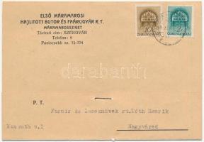 1941 Máramarossziget, Sighetu Marmatiei; Első Máramarosi Hajlított Bútor és faárugyár rt. reklámlapja. Távirati cím: Székgyár / Transylvanian Furniture and woodwork factory advertising postcard (EK)