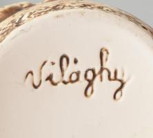 Világhy Árpád (1960-): Növényi ornamentikával díszített váza pár. Plasztikus díszítésű biszkvit porc...