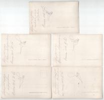 1916 Orsova, Dunai átfeszítő oszlop építése, lehorgonyzáshoz való feszítőbak beállítása - 5 db erede...