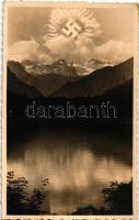 1939 Bad Ischl. Nazi propaganda with swastika montage