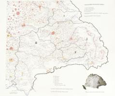 A bánságokra fölosztott Erdély az 1910. évi népszámlálás adatai alapján készült Lux-Dörre féle néprajzi térkép szerint, reprint térkép, 47x39