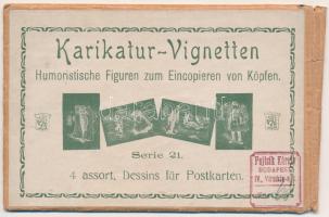 Karikatur-Vignetten - Humoristische Figuren zum Eincopieren von Köpfen Serie 21. 4. assort. Dessins ...