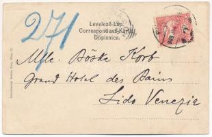 1908 Hegedűs Sándor egycsavaros tengeri személy és áruszállító gőzhajó. Szecessziós zászlós litho / ...