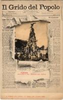 1902 Torino, Turin; Monumento del Traforo del Freius - Il Grido del Popolo, Periodico Socialista. G. Modiano e Co. / Art Nouveau, Italian socialist newspaper montage (EK)