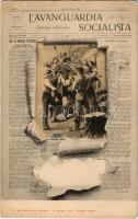 1902 L'Avanguardia Socialista - Periodico Settimanale. G. Modiano e Co. / Art Nouveau, Italian socialist newspaper montage, propaganda (EK)