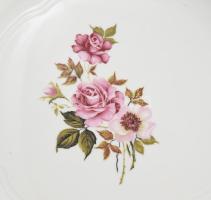 Zsolnay 6 személyes rózsamintás étkészlet. Matricás rózsamintával díszített, pereménél tollazott, ar...