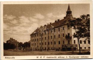 Békéscsaba, MÁV tisztviselők otthona és gyalogsági laktanya, Bányai Pál üzlete. Engel Miksa kiadása