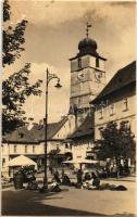 Nagyszeben, Hermannstadt, Sibiu; Piac a Károly herceg téren, üzlet. Fot. Orig. E. Fischer / Targ la Piata Printul Carol / Markt am Kleiner Ring / market, shop (fl)