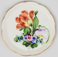 Herendi ékszeres tálka, kézzel festett, másodosztályú jelzéssel, hibátlan, d: 8 cm