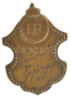 ~1930. "HR (Hadirokkant)" bronz zászlójelvény gravírozással (23x33mm) T:XF