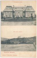 1908 Mócs, Mociu; Főszolgabírói lakás és római katolikus templom. Csízhegyi S. fényképész / judge's villa, church