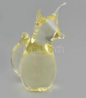 Murano macska figurális levélnehezék, anyagában színezett, jelzés nélkül, hibátlan, m: 12 cm
