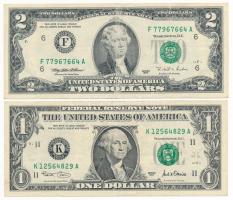 Amerikai Egyesült Államok 1995. 2$ + 2001. 1$ T:F USA 1995. 2 Dollars + 2001. 1 Dollar C:F