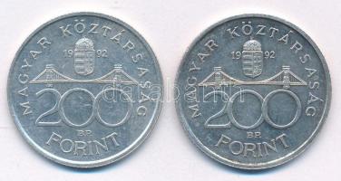 1993. 200Ft Ag "MNB" (2x) T:AU,XF patina 
Adamo F13