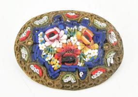 Murano üvegmozaik bross, jó állapotban, jelzéssel, 3,5x2,5 cm