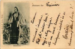 1902 Szelistye, Salistea Sibiului, Saliste; népviselet. Maria N. Tintea / folklore