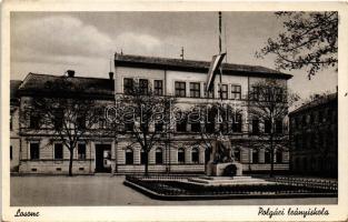Losonc, Lucenec; Polgári leány iskola, Országzászló / girl school, Hungarian flag