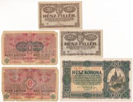 1916. 1K (2x, egyik zöld "DEUTSCHÖSTERREICH" felülbélyegzéssel) + 1920. 20f (2x) + 1920. 20K T:F,VG