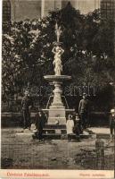 1912 Felsőbánya, Baia Sprie; Piac téri szökőkút. Vágányi Kálmán felvétele, Turf István kiadása / fountain