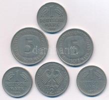 NSZK 1950-1976. 1M Cu-Ni (3xklf) + 1990. 2M Cu-Ni + 1977-1982. 5M Cu-Ni (2x) T:XF-VF GFR 1950-1976. 1 Mark Cu-Ni (3xdiff) + 1990. 2 Mark Cu-Ni + 1977-1982. 5 Mark Cu-Ni (2x) C:XF-VF