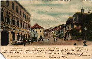 1901 Wien, Vienna, Bécs XVII. Dornbach, Dornbacherstrasse, Restauration zur güld. Waldschnepfe, Gasthaus zur Kaiserin von Österreich / street, restaurant and hotel (EM)