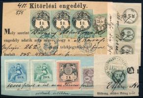 12 db régi magyar okmánybélyeg kivágásokon