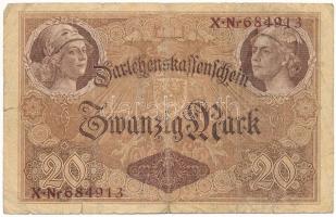 Német Birodalom 1914. 20M hatjegyű sorszámmal "684913" T:VG szakadások
German Empire 1914...