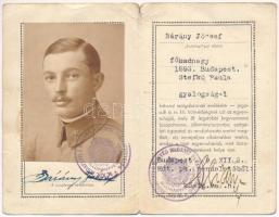 1944. Katonai emléklap fényképpel, I. osztályú ezüst vitézségi érem kitüntetés viselésére jogosult gyalogsági főhadnagy részére, bélyegzésekkel, használt állapotban