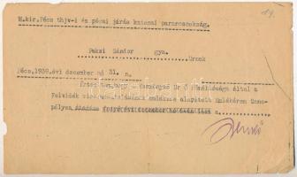 1939. "Felvidéki emlékérem" adományozásáról szóló értesítő levél, szakadásokkal