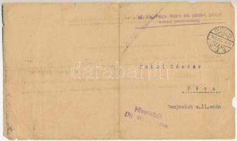 1939. "Felvidéki emlékérem" adományozásáról szóló értesítő levél, szakadásokkal