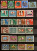 Svájc gyűjtemény a 40-50-es évekből + Liechtenstein modern sorok és négyestömbök 8 lapos közepes ber...