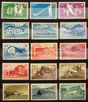 Svájc gyűjtemény a 40-50-es évekből + Liechtenstein modern sorok és négyestömbök 8 lapos közepes ber...