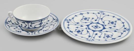Bavaria, indiai kék-fehér, 3 részes reggeliző, jelzett, kis kopással, d: 17 cm