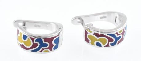 Ezüst(Ag) zománcozott fülbevalópár, jelzett, h: 1,5 cm, bruttó: 7,8 g