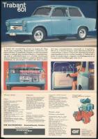 1964 Trabant 601, kihajtható, képekkel illusztrált, magyar nyelvű ismertető prospektus. VEB Sachsenr...