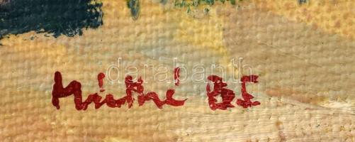 Máthé István (1922-): Vigh Márton háza (Erdély). Olaj, vászon, jelzett, hátoldalán címkén feliratozo...