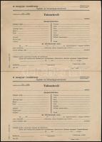 cca 1940 Magyar rendőrség fogház- és toloncügyosztálya, 2 db kitöltetlen tolonclevél, 21x14,5 cm