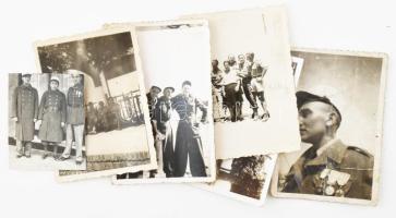 1947-1949 Francia idegenlégióban szolgáló magyar katona 9 db fotója, (egy kivételével mind) a hátoldalon feliratozva, vegyes állapotban, 8,5x6 cm és 5,5x4,5 cm között