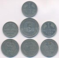 NSZK 1950-1989. 1M Cu-Ni (3xklf) + 1983-1990. 2M Cu-Ni (3xklf) + 1981D 5M Cu-Ni T:XF-F GFR 1950-1989. 1 Mark Cu-Ni (3xdiff) + 1983-1990. 2 Mark Cu-Ni (3xdiff) + 1981D 5 Mark Cu-Ni C:XF-F