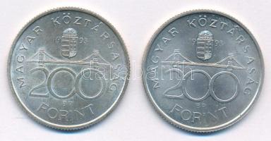 1993. 200Ft Ag "MNB" (2x) T:AU,XF kis patina
Adamo F13