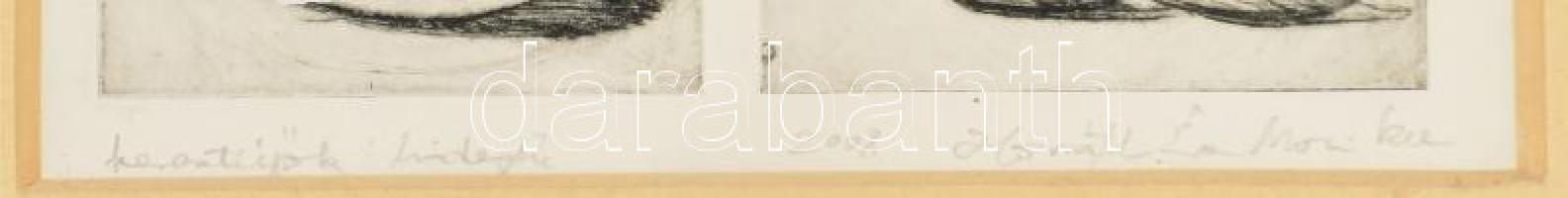 Horváth Éva Mónika (1965-): Körömcipők, 2008. Hidegtű, papír. Jelzett. 20,58x20,5 cm. Fakeretben