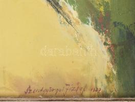 Szentgyörgyi József (1940-2014): Sziklás táj, 1972. Olaj, farost, jelzett, hátoldalán autográf felir...