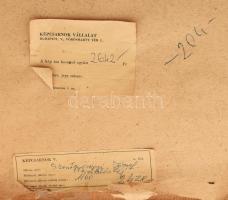 Szentgyörgyi József (1940-2014): Sziklás táj, 1972. Olaj, farost, jelzett, hátoldalán autográf felir...