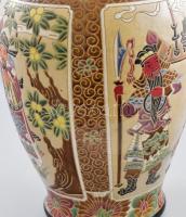 Nagyméretű kínai mintás padlóváza, masszába nyomott és festett díszítéssel, jelzéssel, minimális kop...