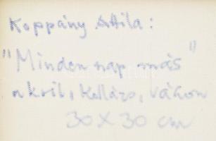 Koppány Attila (1947-): Minden nap más. Akril, kollázs, vászon. Jelzett, a hátoldalán autográf felir...