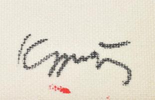 Koppány Attila (1947-): Minden nap más. Akril, kollázs, vászon. Jelzett, a hátoldalán autográf felir...